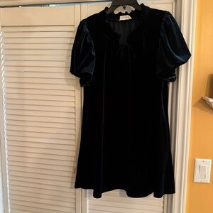 Elegant dark green Velvet Mini Dress